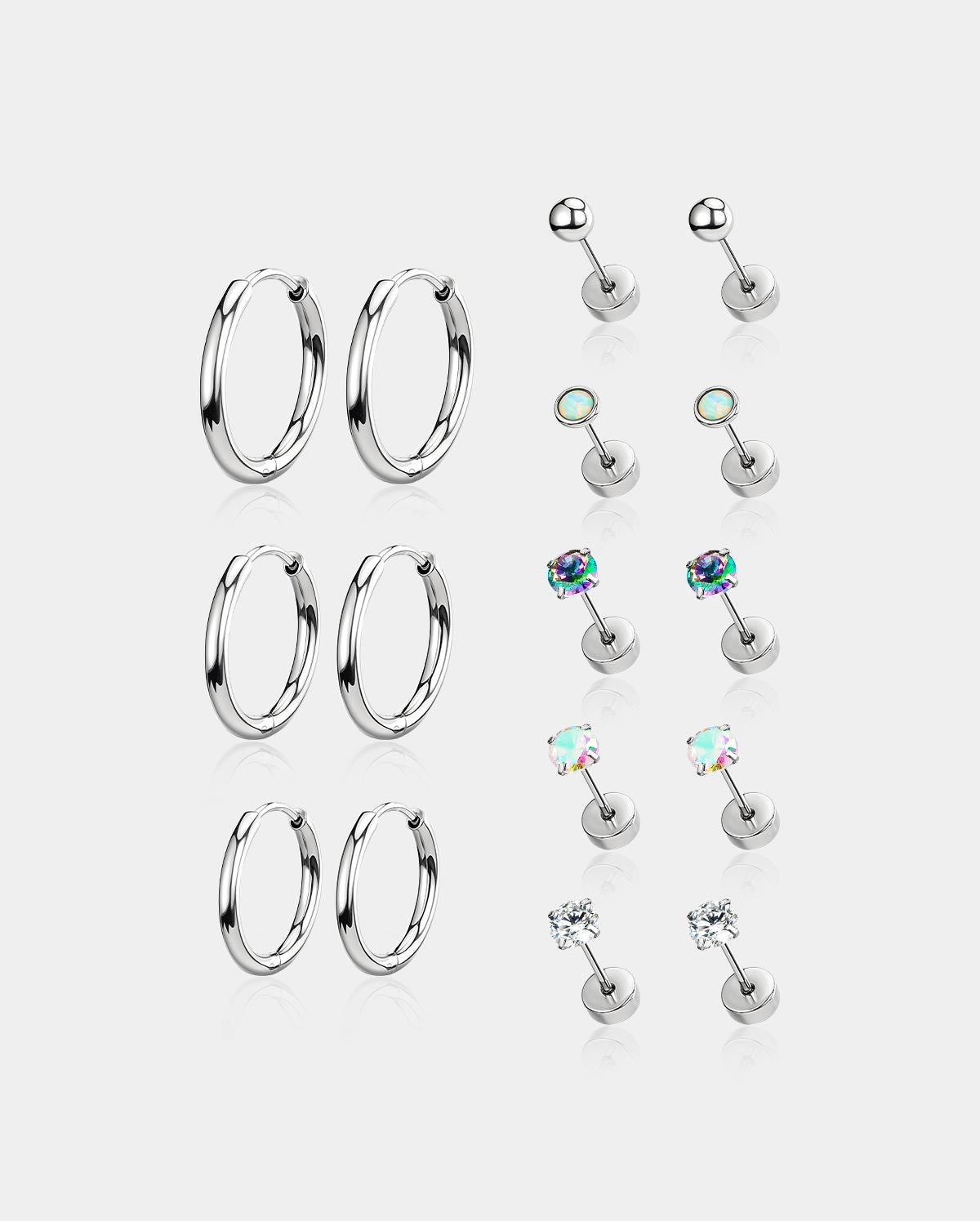 16PCS Earrings Hoops & Studs Set