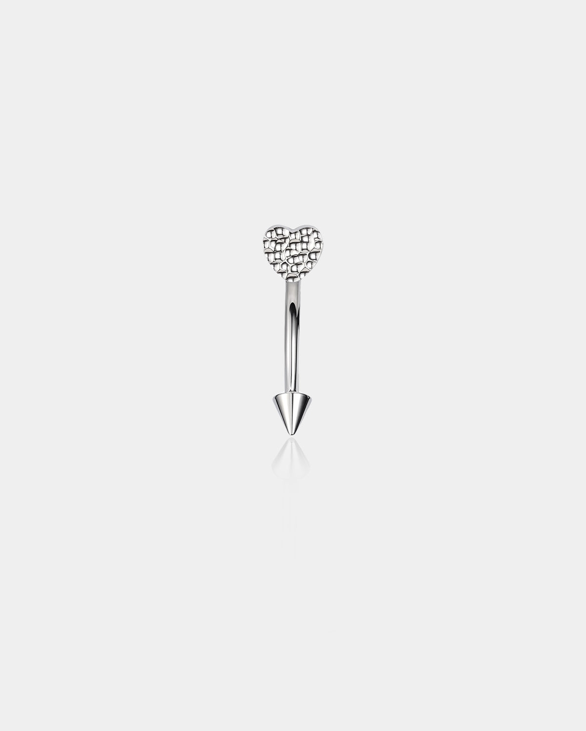 Hammered Heart Internally Threaded Eyebrow Rook Ring