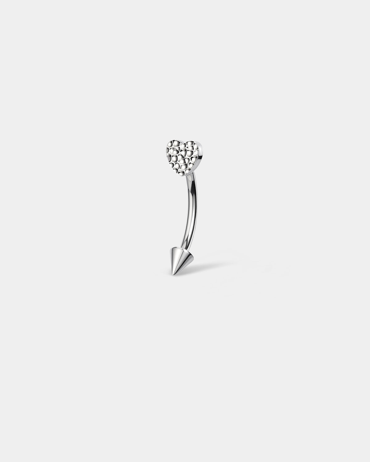 Hammered Heart Internally Threaded Eyebrow Rook Ring
