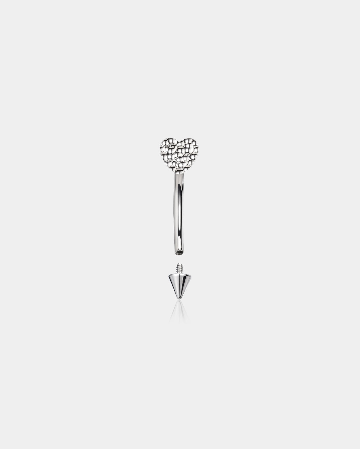 Hammered Heart Internally Threaded Eyebrow Rook Ring