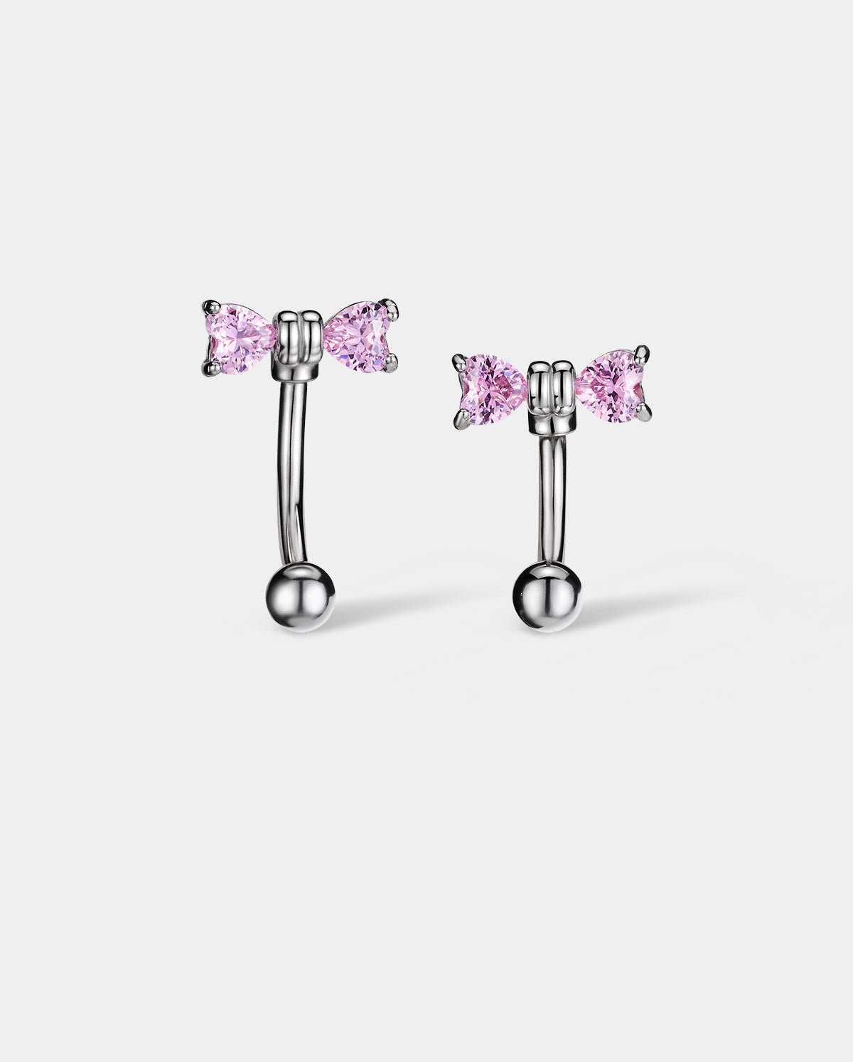 Pink CZ Bow Eyebrow Stud