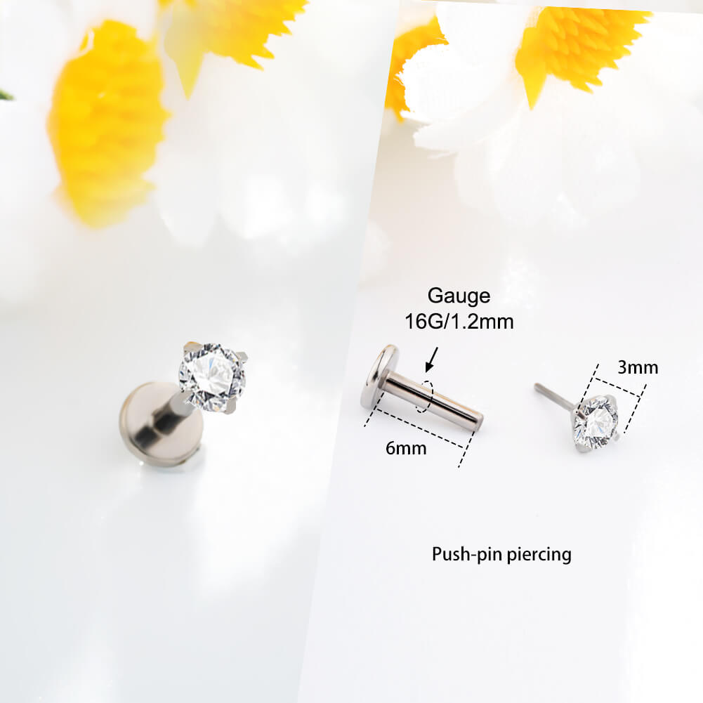 CZ Snake & Butterfly Titanium Cartilage Stud