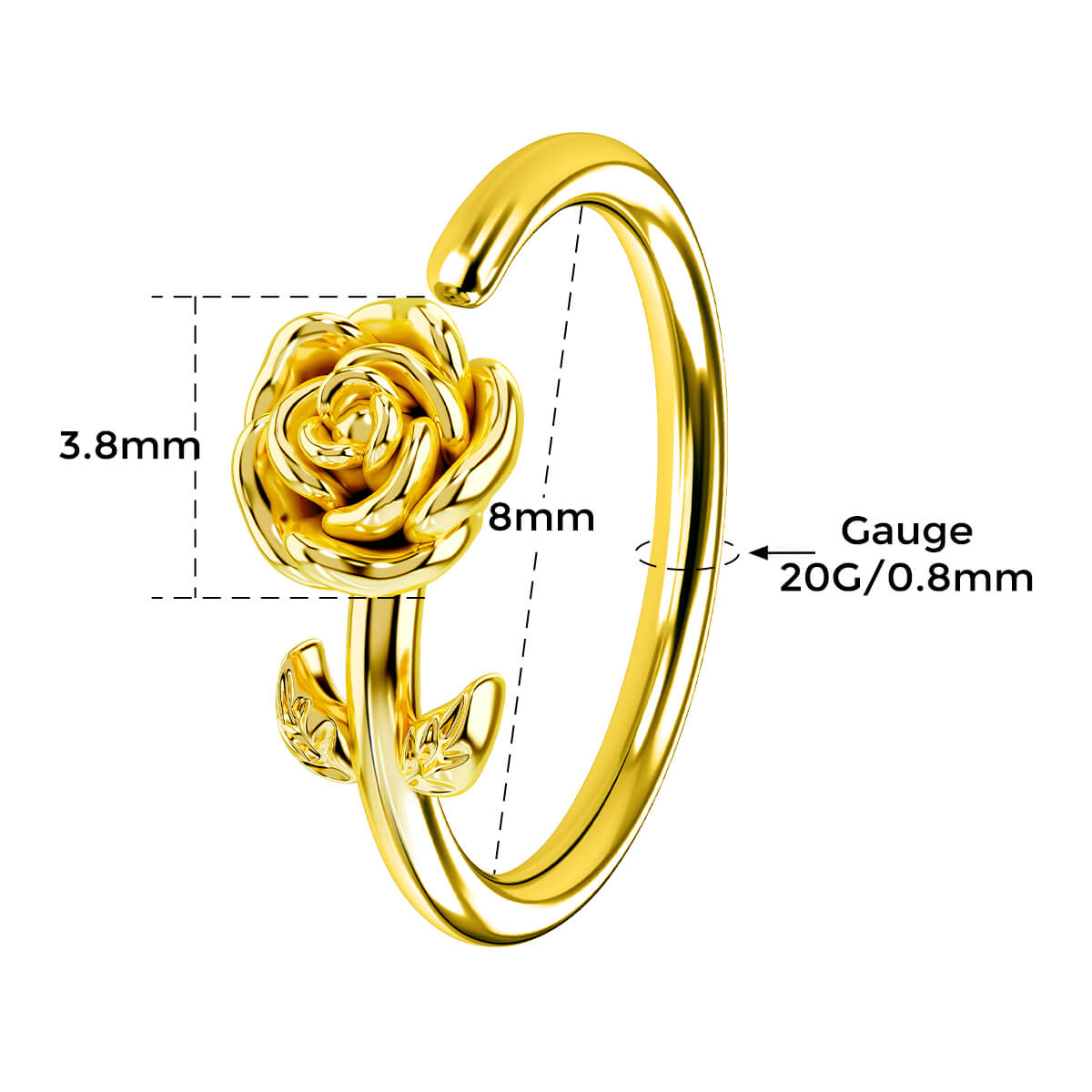 Engraved Rose Seamless Nose Hoop