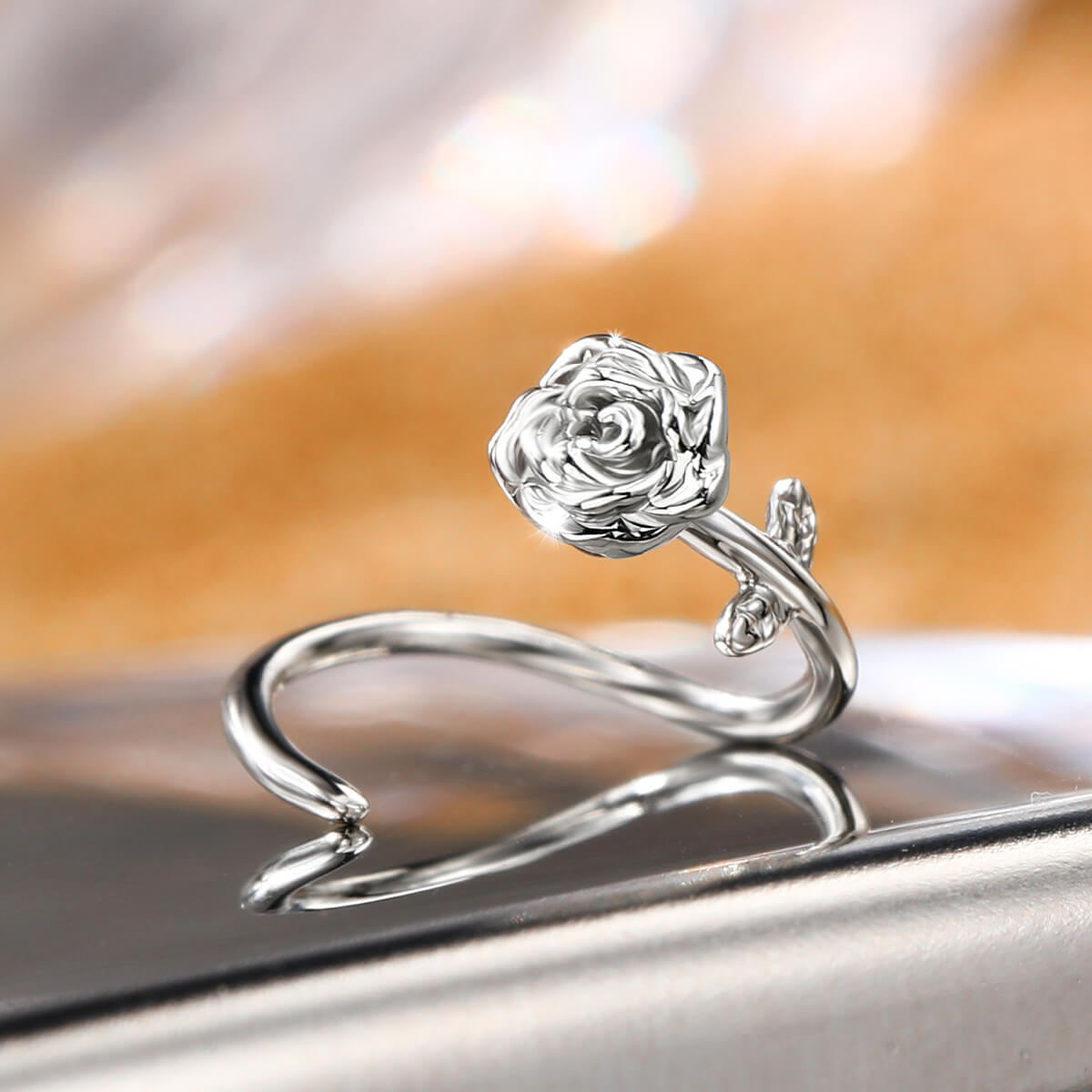 Engraved Rose Seamless Nose Hoop