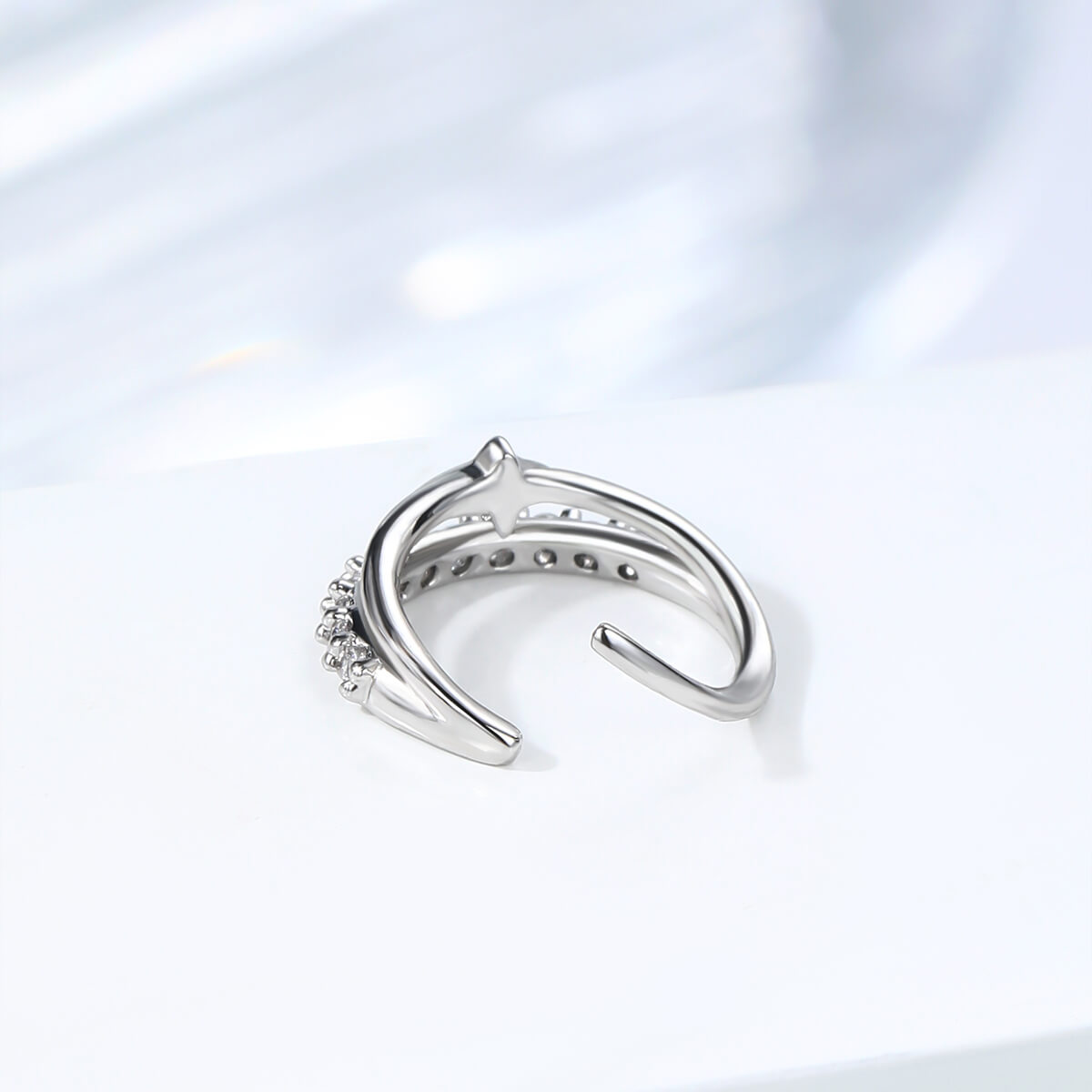 Half CZ Star Double Hoop Nose Ring