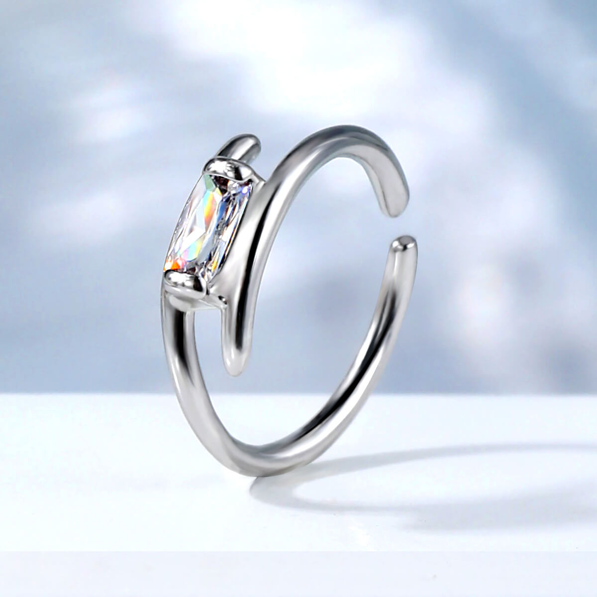 Rectangle CZ Seamless Nose Hoop