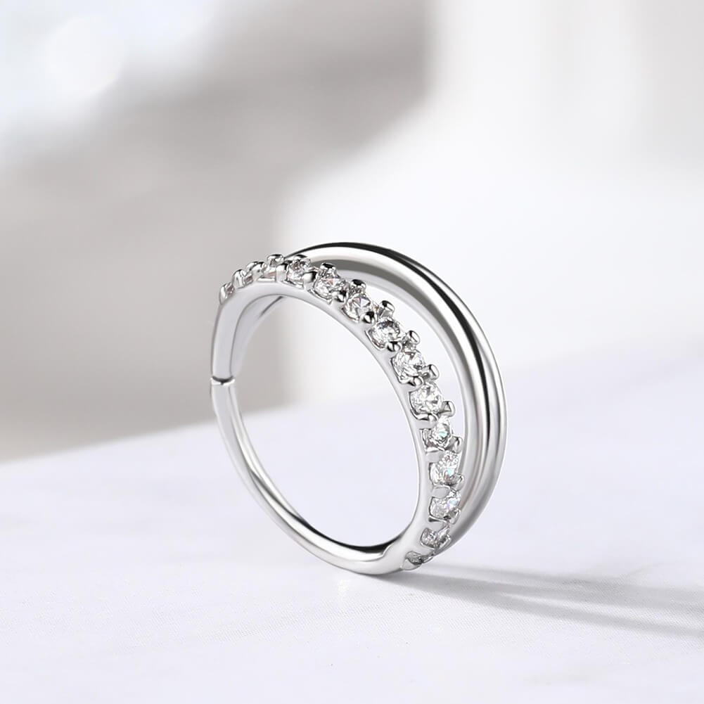 Corlorful Half CZ Double Seamless Nose Ring