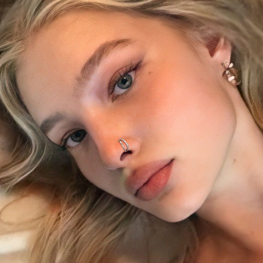 Corlorful Half CZ Double Seamless Nose Ring