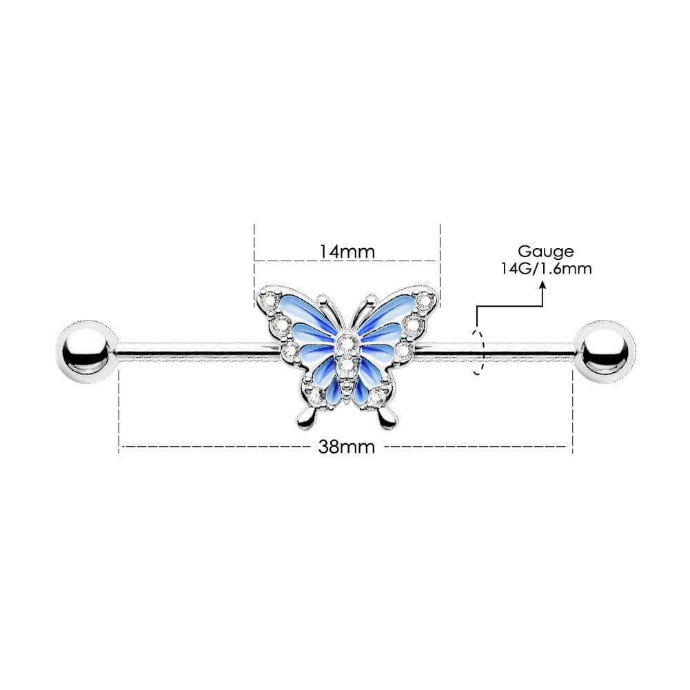 Blue Butterfly Industrial Barbell