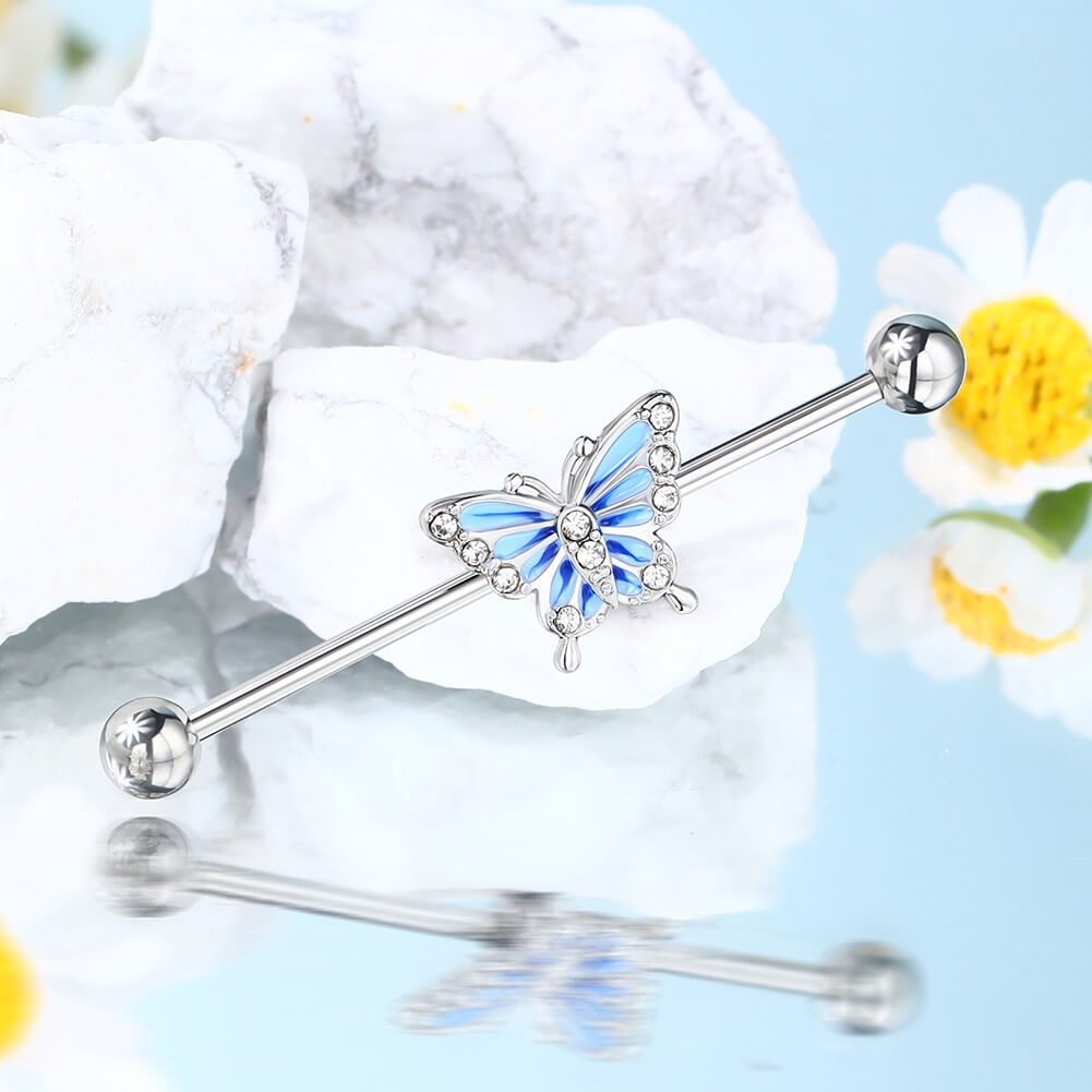 Blue Butterfly Industrial Barbell
