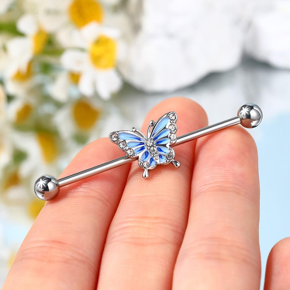 Blue Butterfly Industrial Barbell