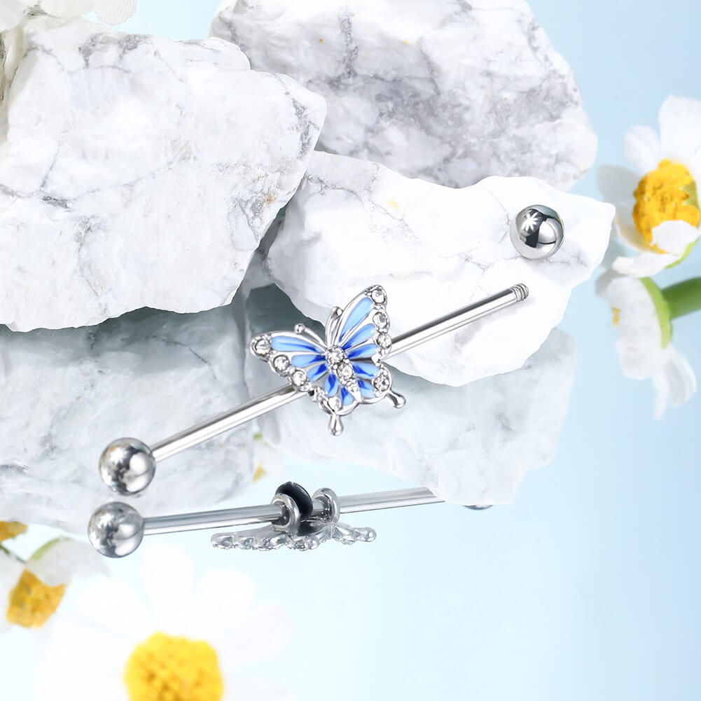 Blue Butterfly Industrial Barbell