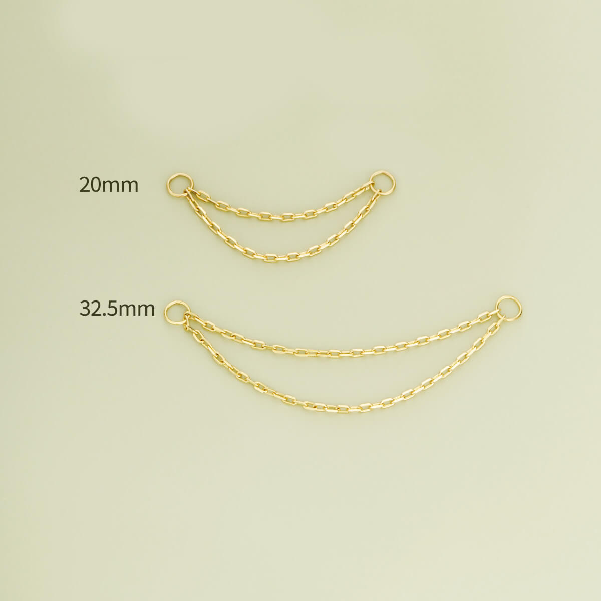 14K Gold Double Chain Cartilage Earring