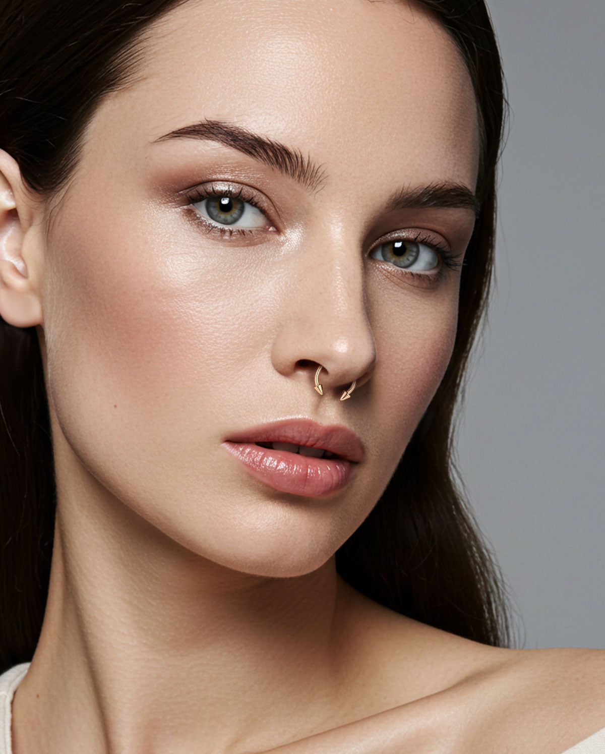 14K Solid Gold Spike Horseshoe Septum Ring
