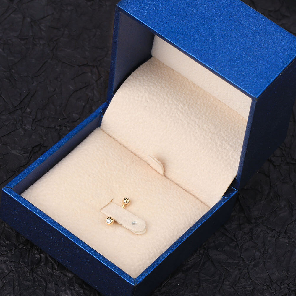 14K Gold Curved Barbells Rook Earring