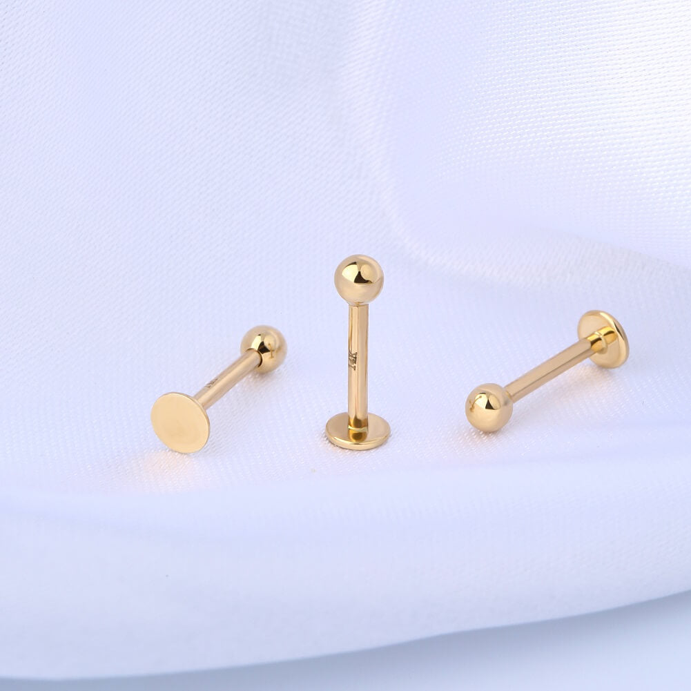 14K Gold Ball Lip Stud