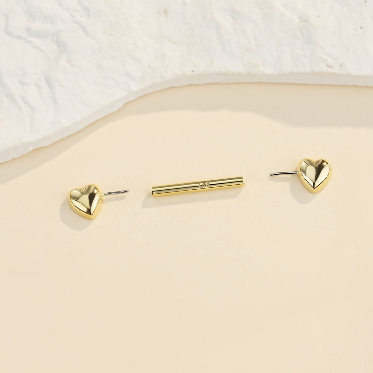 14K Gold Heart Nipple Barbell