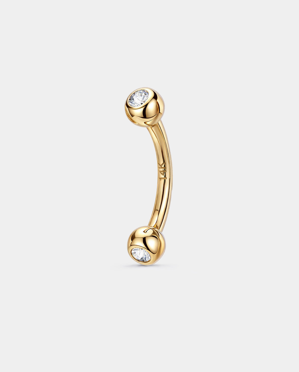 14K Solid Gold CZ Internally Threaded Belly Ring