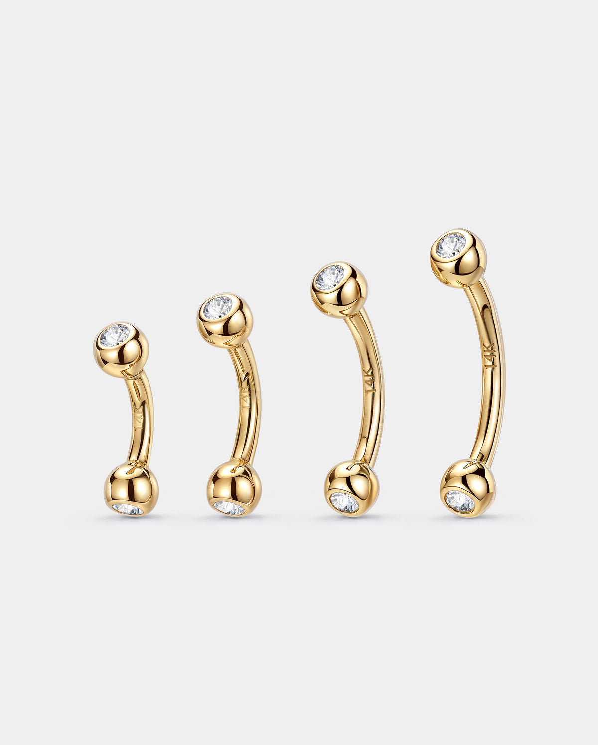 14K Solid Gold CZ Internally Threaded Belly Ring