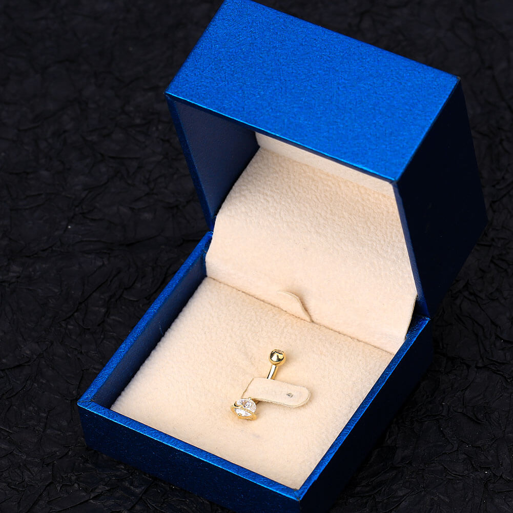 14K Gold Planet CZ Belly Ring