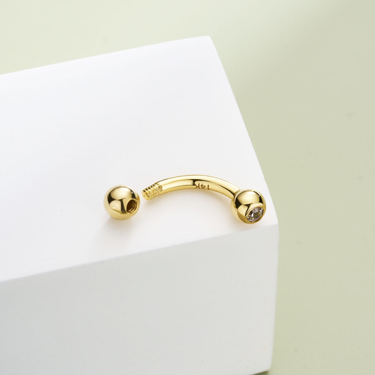 14K Gold CZ Belly Ring