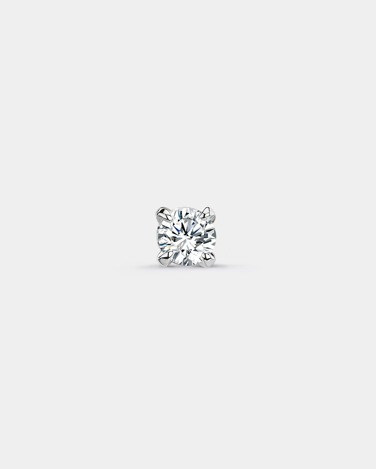 14K White Gold Round CZ L-Shaped Nose Stud