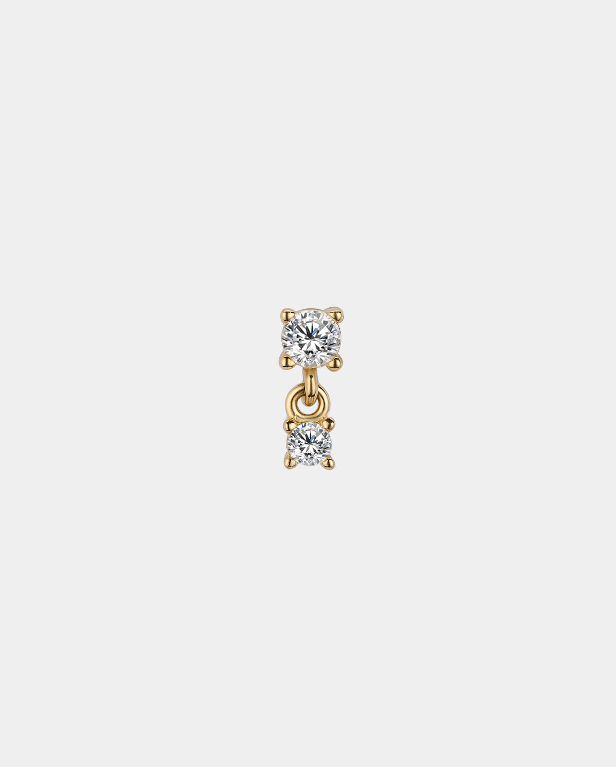 14K Gold CZ Charm L-Shaped Nose Stud