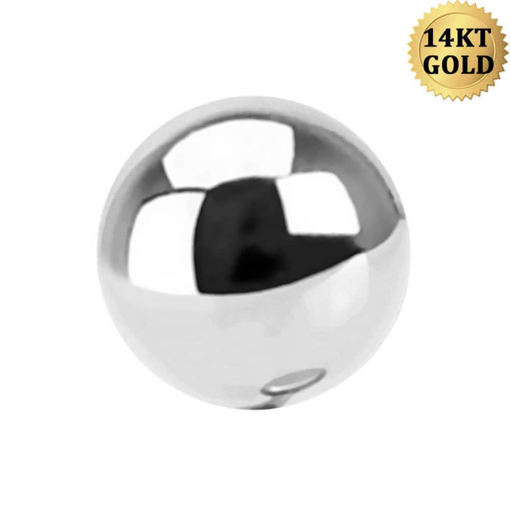 14K White Gold Belly Ring Replacement Ball