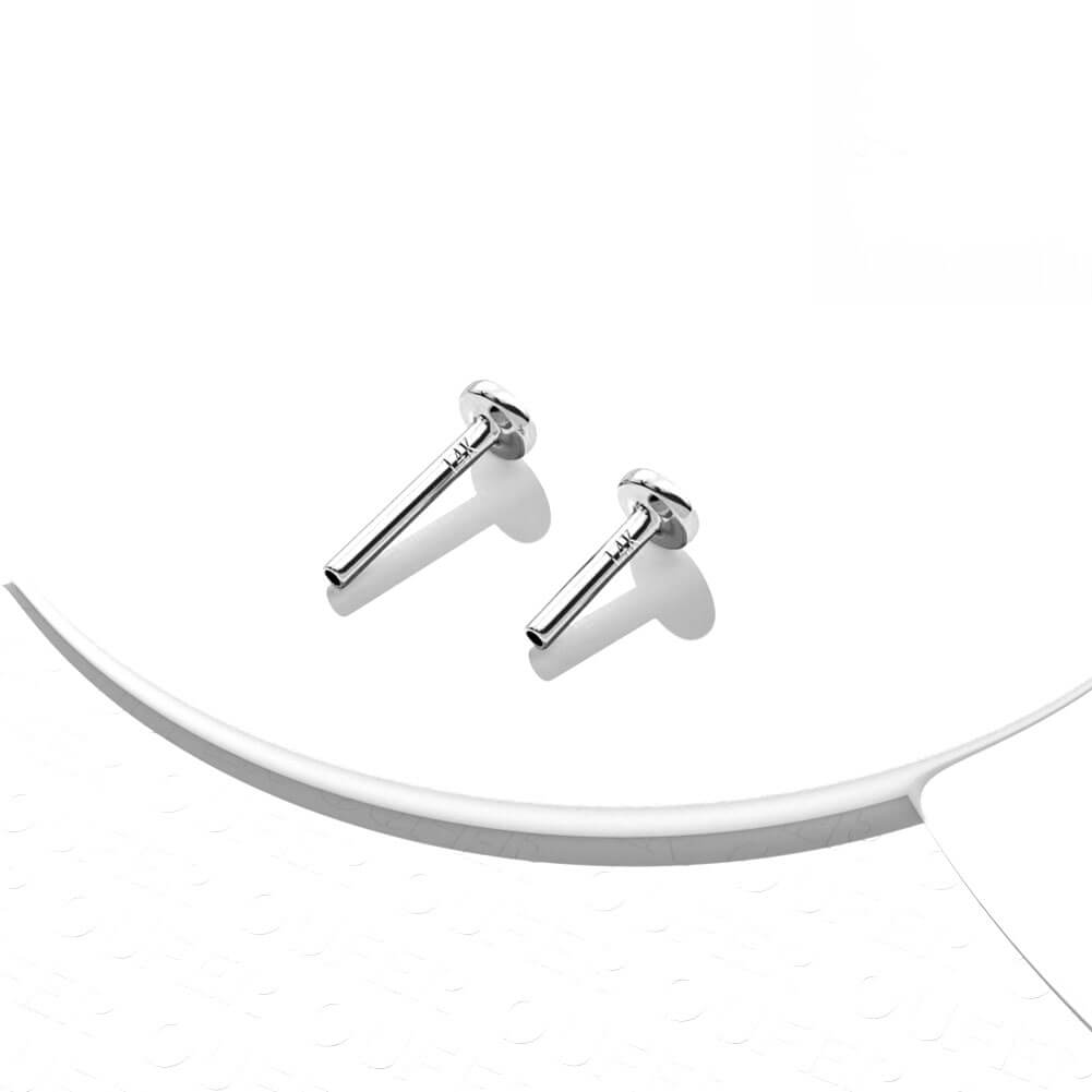 14K White Gold Flat Back Threadless Post