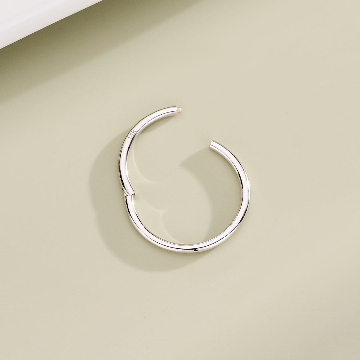 18G 14K White Gold Classic Segment Nose Hoop