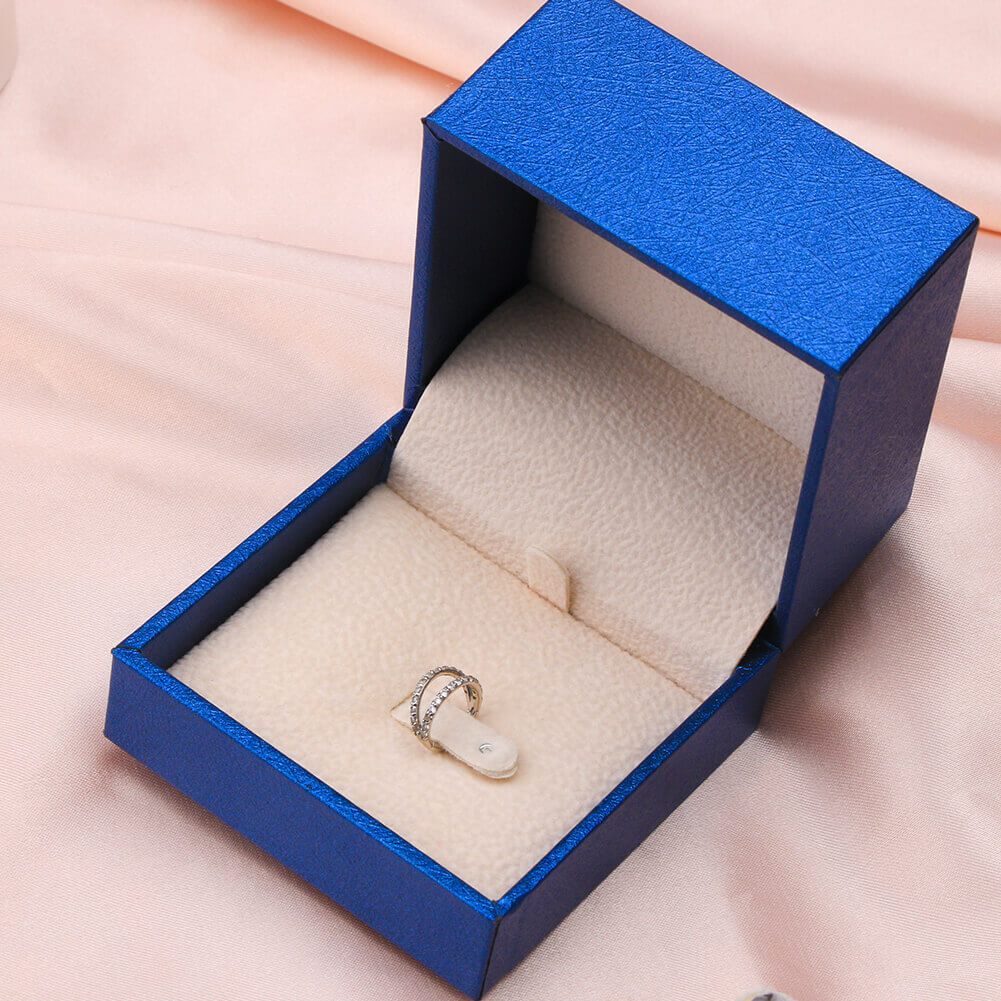 20G 14K White Gold Double Row CZ Nose Hoop