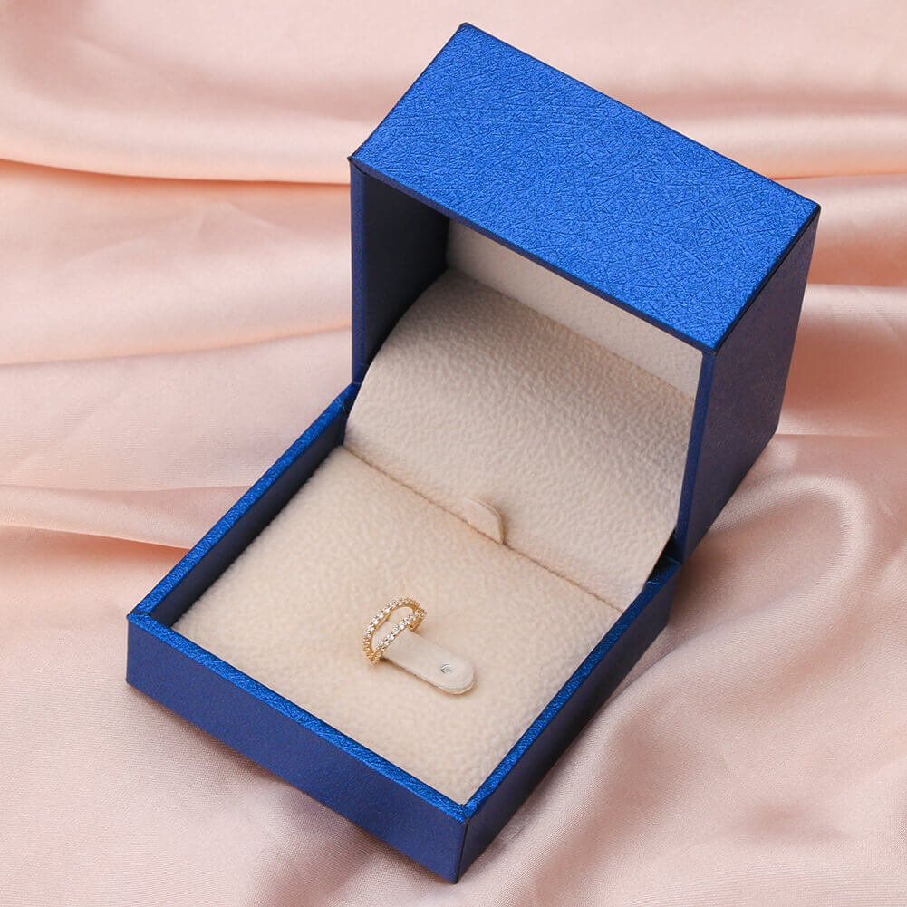 20G 14K Gold Double Row CZ Segment Nose Hoop