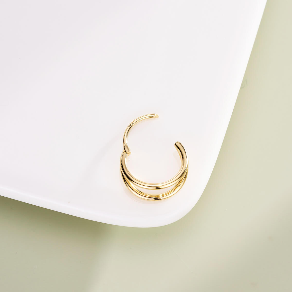 20G 14K Gold Double Layered Segment Nose Hoop