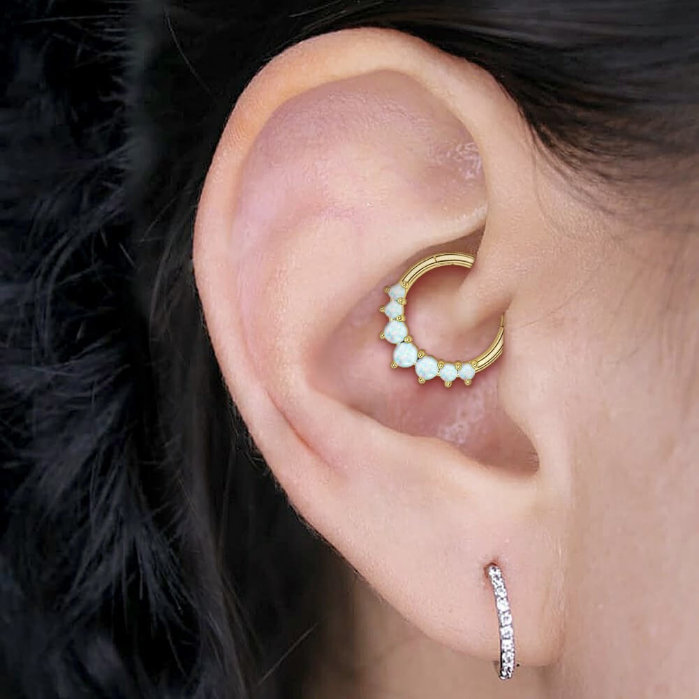 14K Gold Opal Segment Septum Ring
