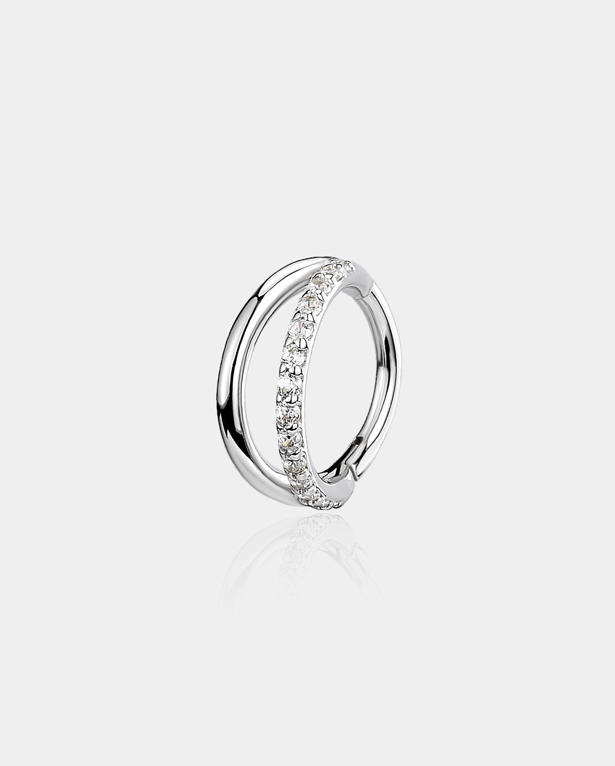 16G 14K White Gold Semi-Gem Double Cartilage Hoop