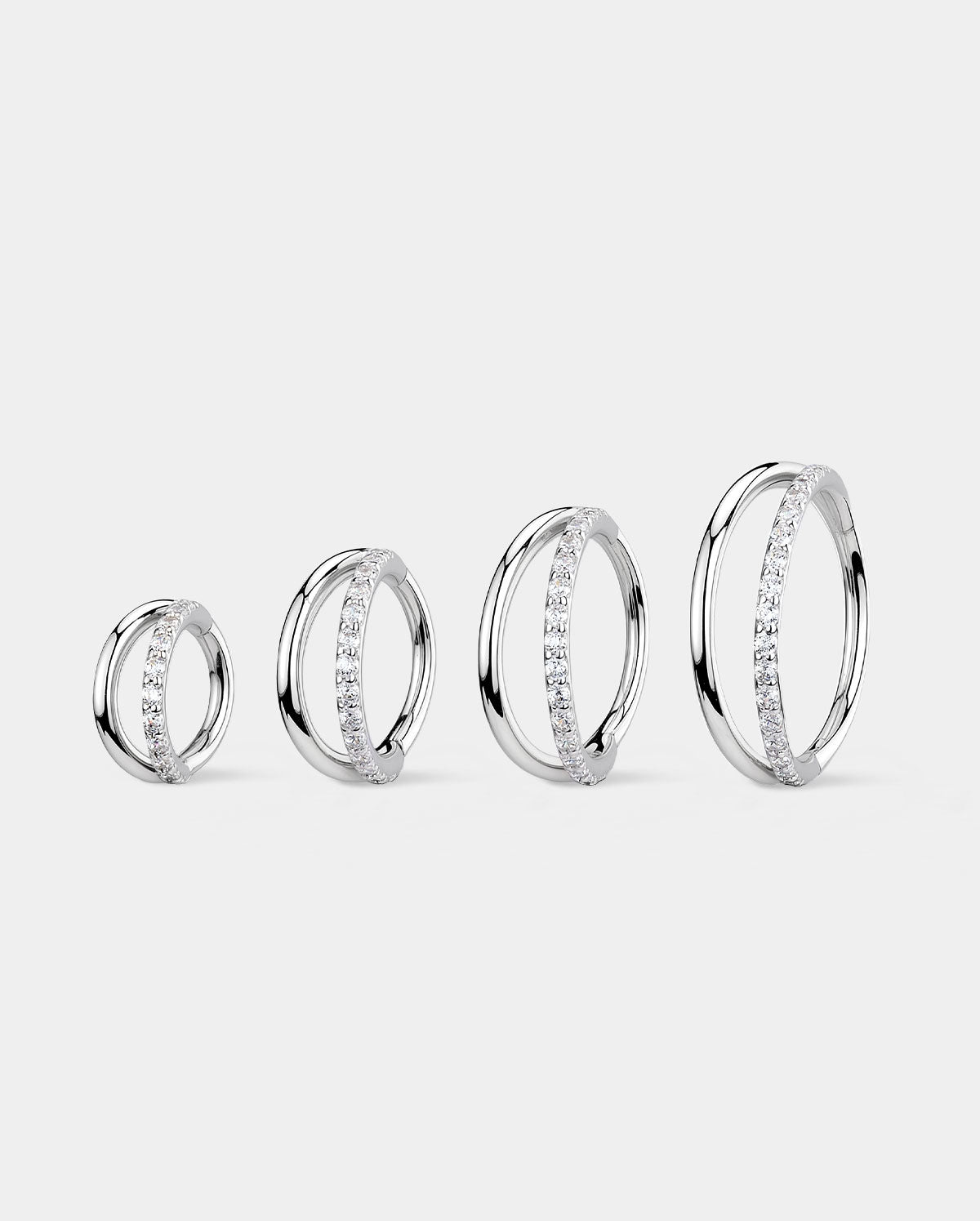 16G 14K White Gold Semi-Gem Double Cartilage Hoop