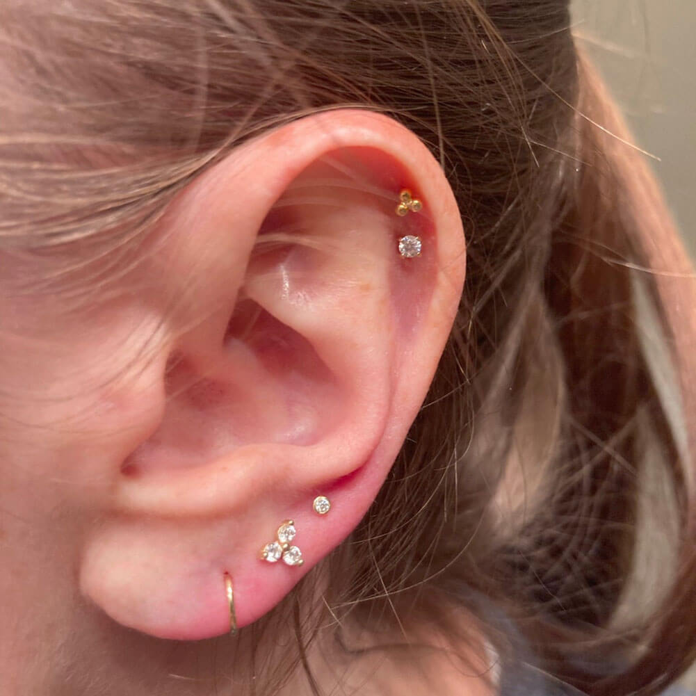 14K White Gold CZ Threadless Helix Stud