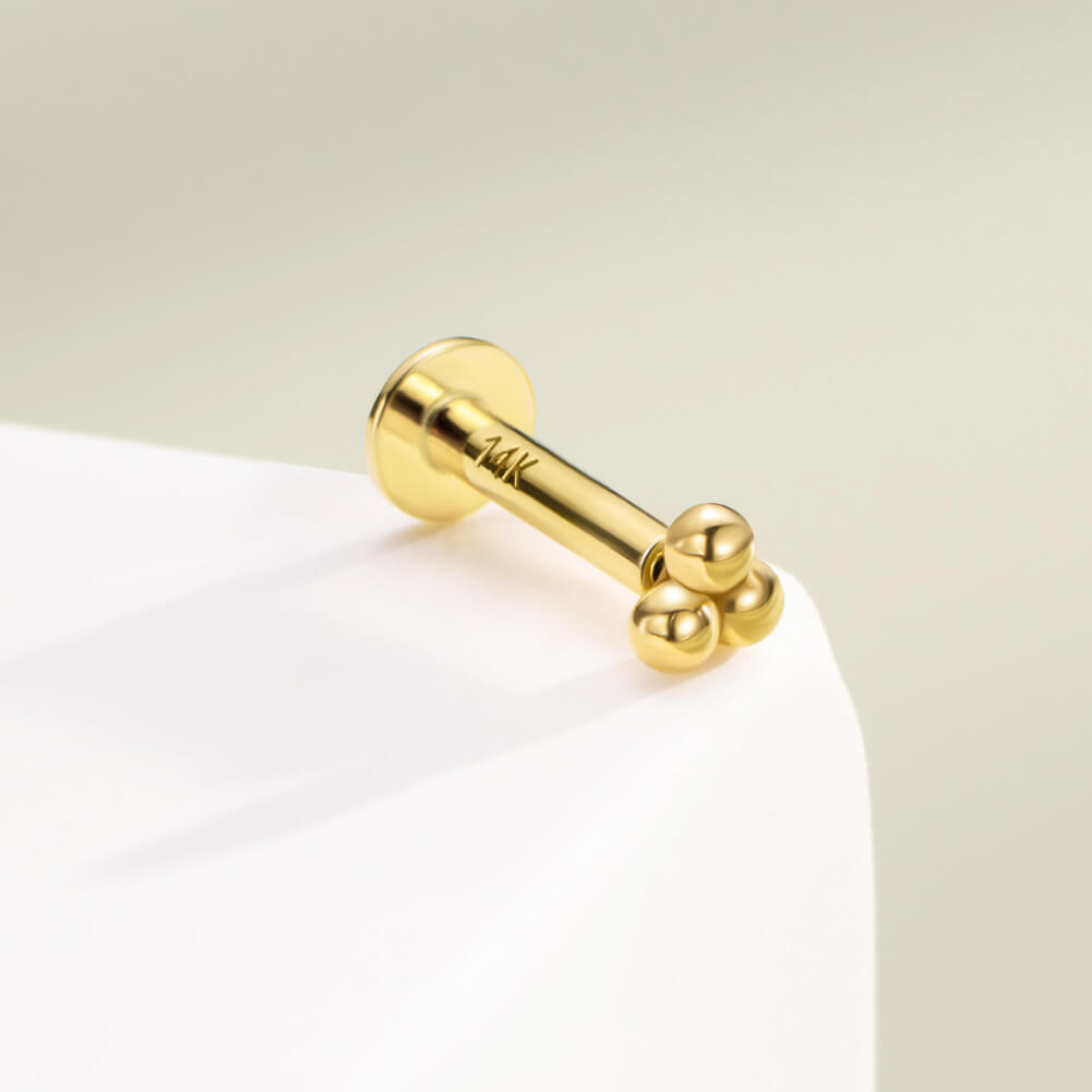 14K Gold Beads Threadless Helix Stud