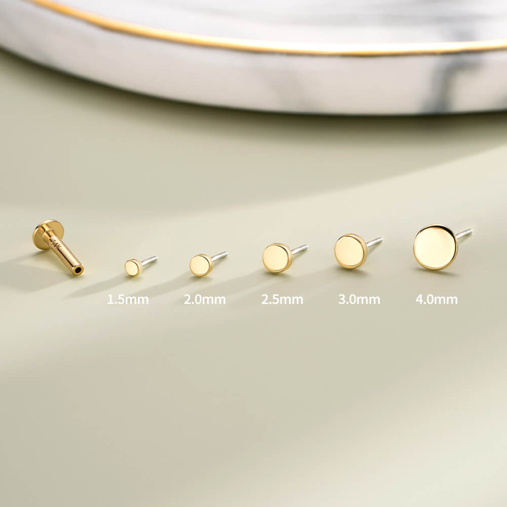 14K Gold Disc Threadless Cartilage Nose Stud