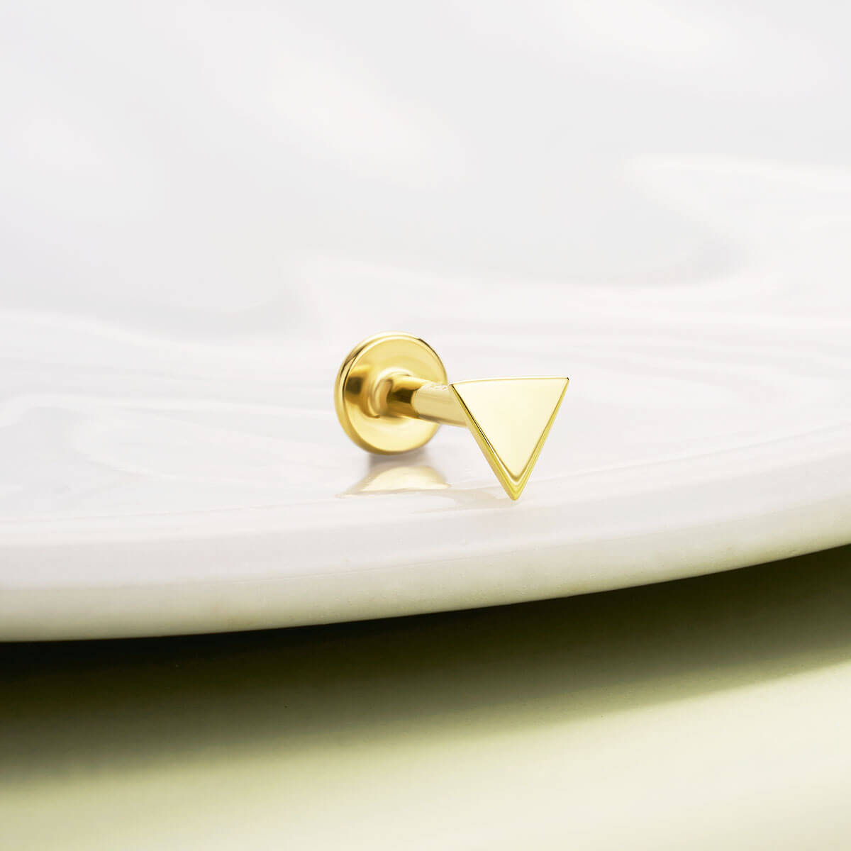 14K Gold Flat Triangle Threadless Nose Stud