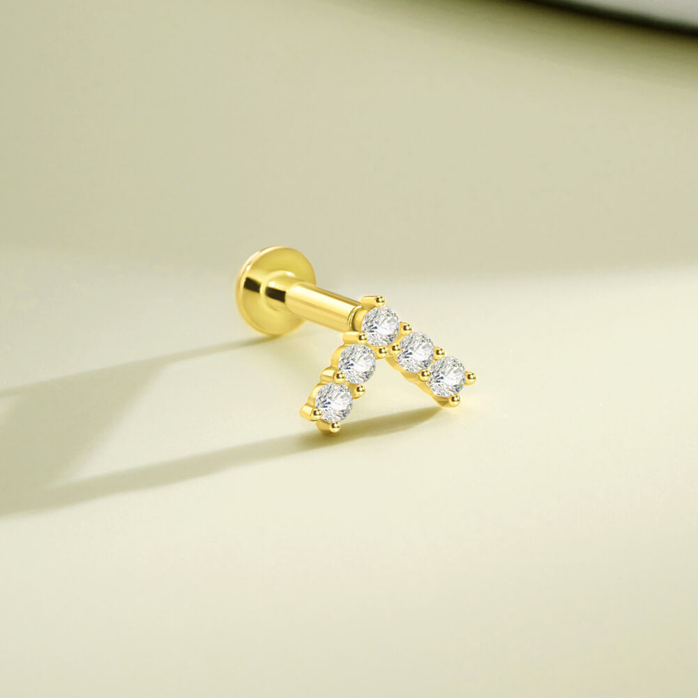 14K Gold Arrow Shape Threadless Nose Stud