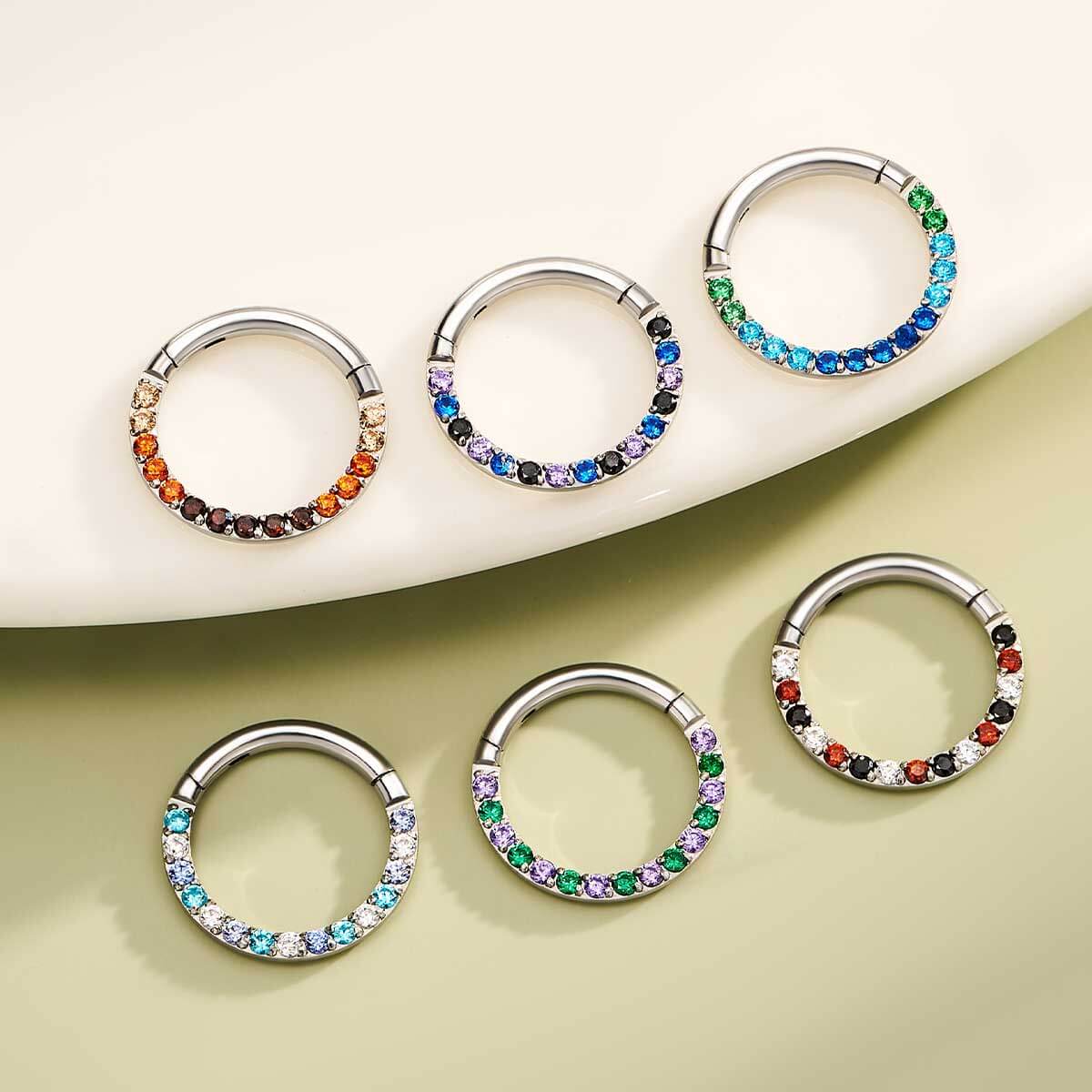 Multicolored CZ Septum Daith Ring