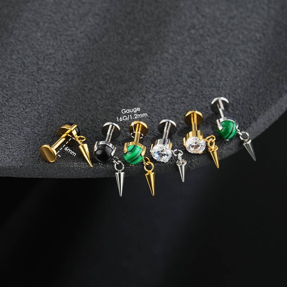 Spike Dangle Internally Threaded Cartilage Stud