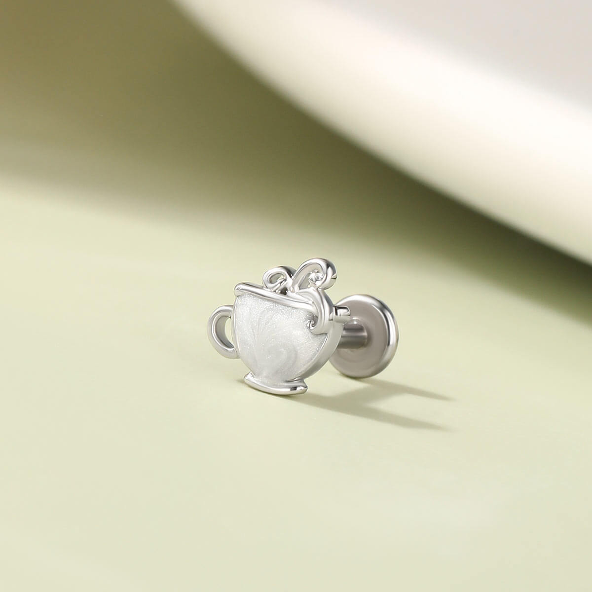 Oufer X Roly Enamel Teacup Internally Threaded Cartilage Stud