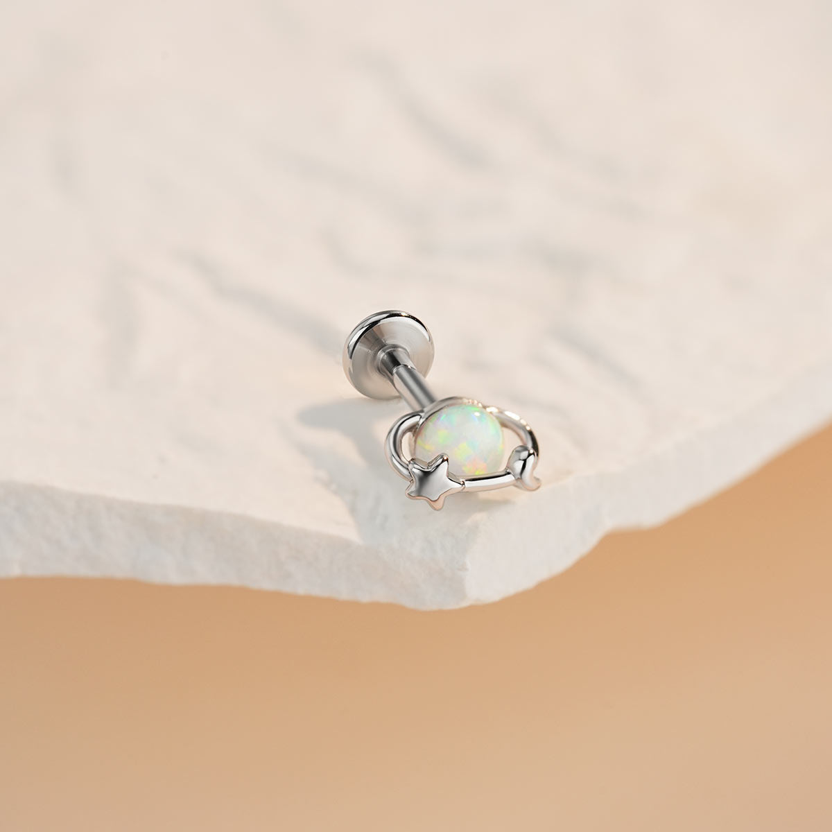 Celestial Orbit Synthetic Opal Internally Threaded Helix Stud