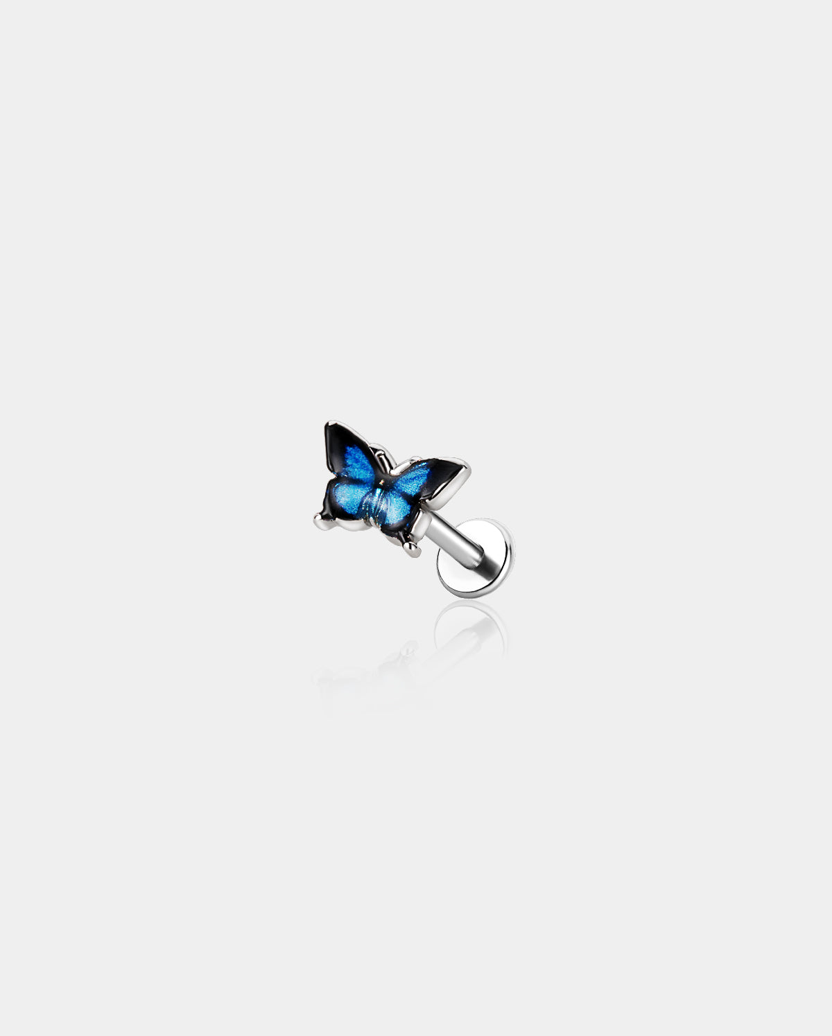 Blue Butterfly Internally Threaded Helix Stud