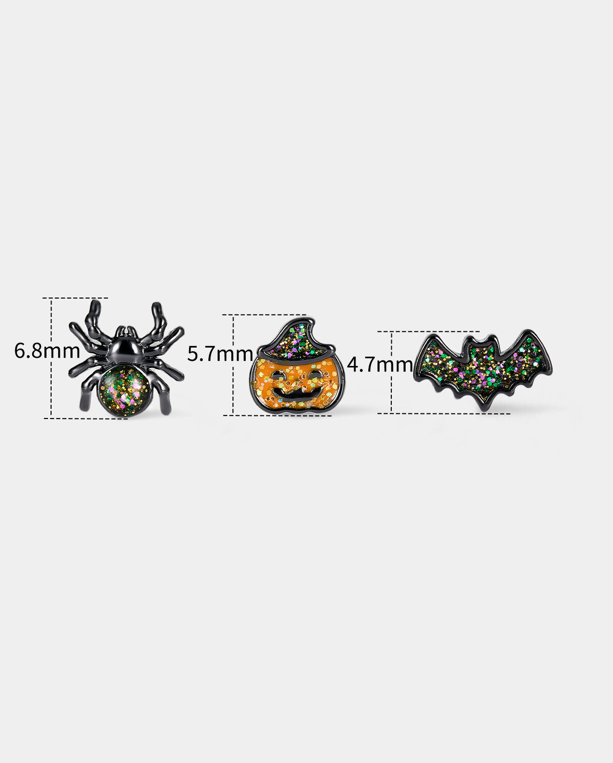 3PCS Spider/Bat/Pumpkinn Internally Threaded Helix Stud