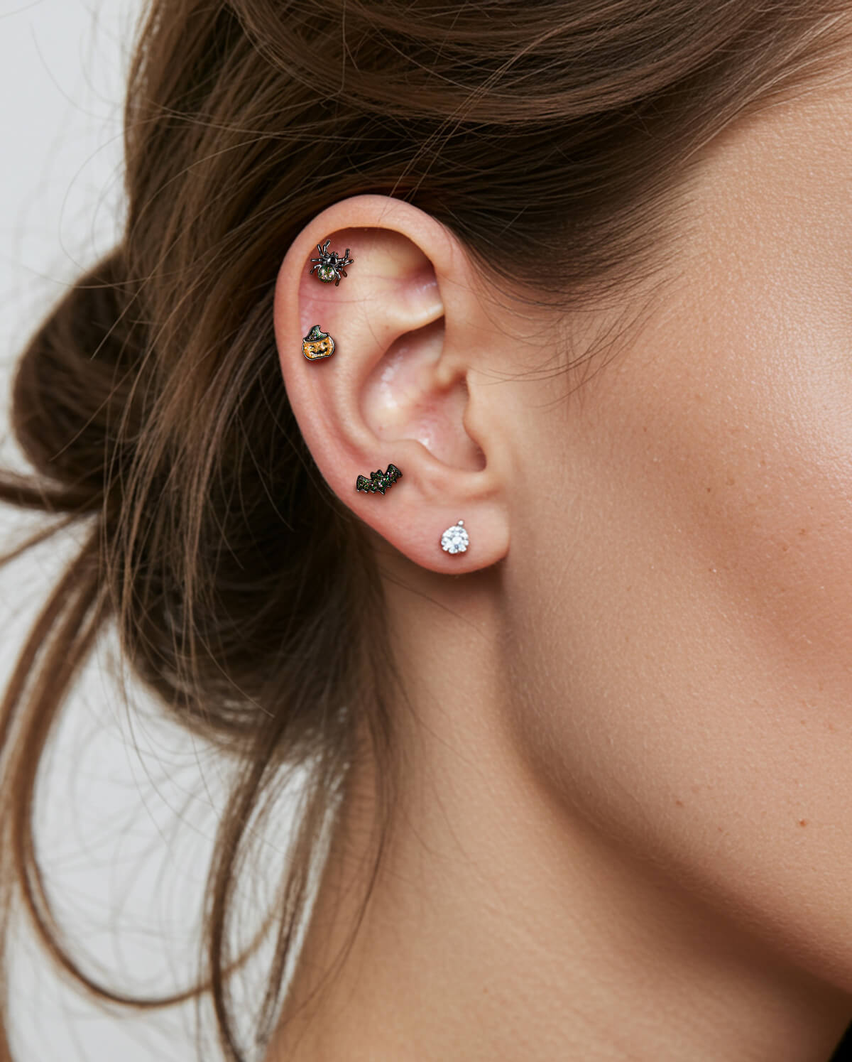 3PCS Spider/Bat/Pumpkinn Internally Threaded Helix Stud