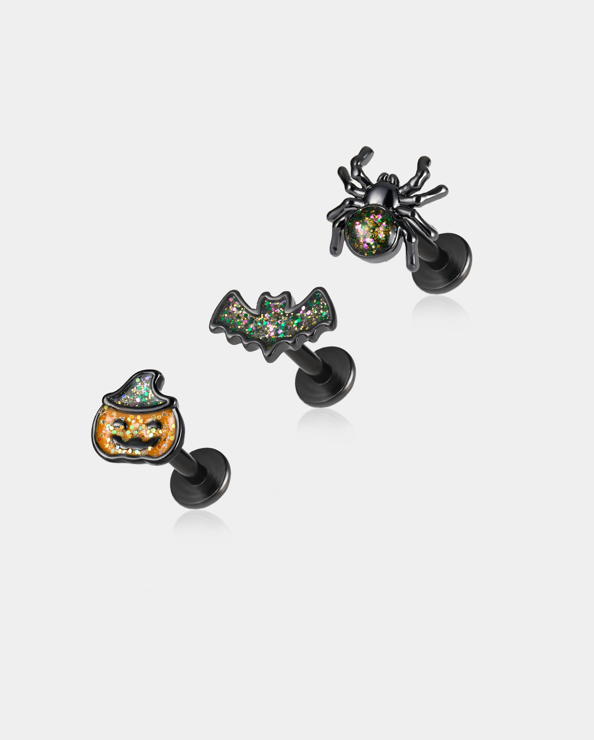 3PCS Spider/Bat/Pumpkinn Internally Threaded Helix Stud