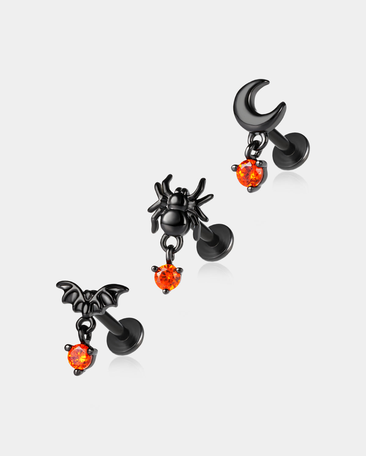 3PCS Spider Moon Bat Internally Threaded Helix Stud
